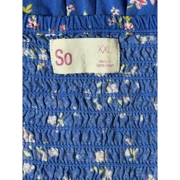 Adorable SO Blue Pink Sundress Size XXL Smocked Bodice Beach Resort Style - Picture 8 of 8